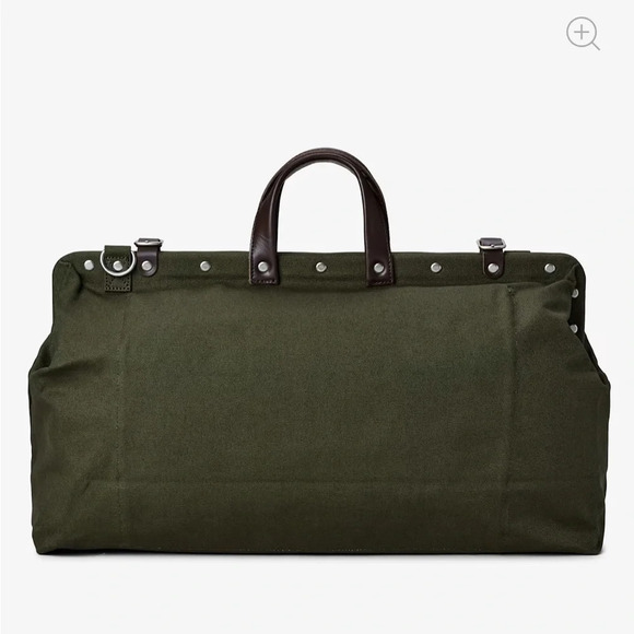 Line of Trade weekender bag olive green canvas w/ brown leather & nylon straps - Picture 4 of 16
